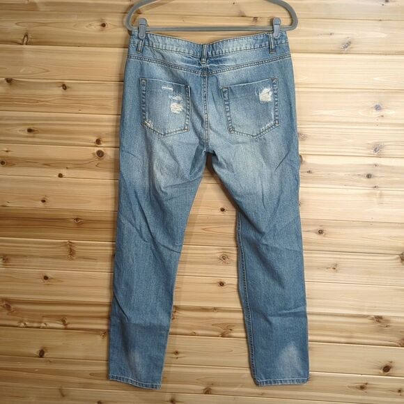 ASOS Womens Jeans 8 Blue Distressed Boyfriend Fit 29" Inseam - Picture 4 of 10